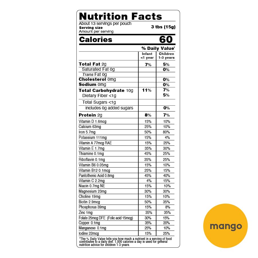 Else Nutrition Super Cereal For Babies 6 mo+, Made With Real Whole Plants for a Nutritionally Balanced meal, with gluten free carbs and plant protein (Mango, 6 Pack)