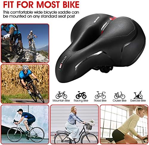 Comfortable Seat Cushion for Men Women with Dual Shock Absorbing Ball Memory Foam Waterproof Wide Bicycle Saddle Fit for Road Bikes