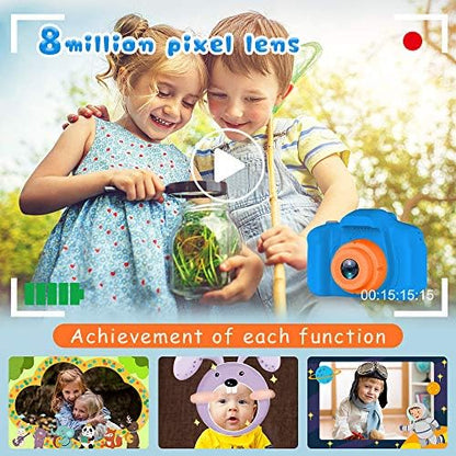 Seckton Upgrade Kids Selfie Camera, Christmas Birthday Gifts for Boys Age 3-9, HD Digital Video Cameras for Toddler, Portable Toy for 3 4 5 6 7 8 Year Old Boy with 32GB SD Card-Navy Blue