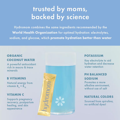 Boobie Hydromom Superfood Electrolyte Drink Mix, Blue Raspberry Lemonade | Refreshing Energy & Hydration Boost for Mamas | On-The-Go & Travel Essentials for Pregnancy, Lactation, & Beyond - 2 Pack