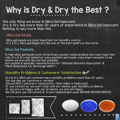 Dry & Dry 50 Gram [20 Packets] Silica Gel Packets Desiccants, Silica Packets - Rechargeable Silica Gel Packs, Desiccants Packets, Silica Gel