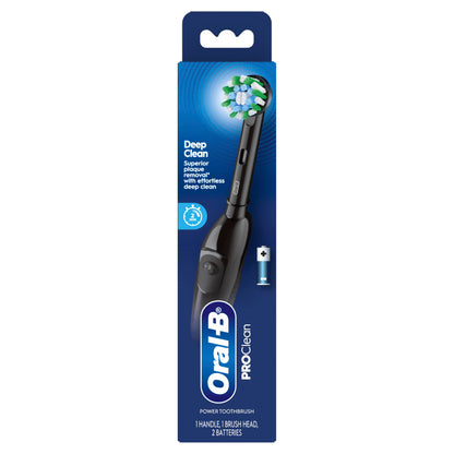 Oral-B Pro 100 CrossAction, Battery Powered Toothbrush, Black, 1 Count (Pack of 1)