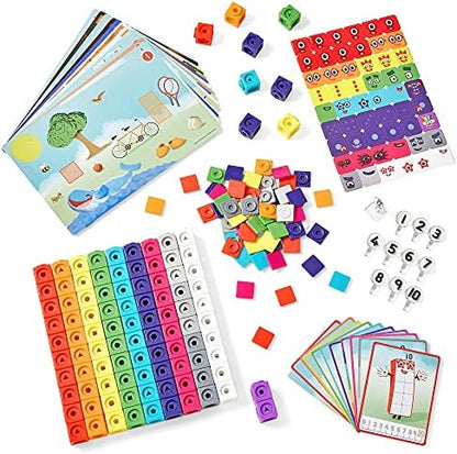 hand2mind MathLink Cubes Numberblocks 1-10 Activity Set, 30 Preschool Learning Activities, Counting Blocks, Linking Cubes, Educational Toys for Kids, Number Games, Math Manipulatives Kindergarten