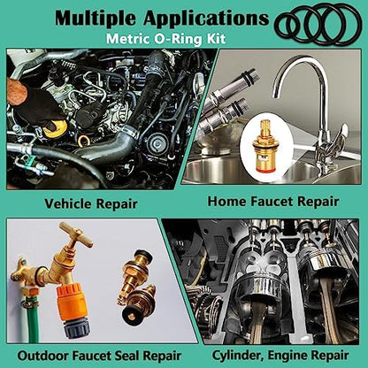 1540 Pcs 32 Size O-Rings Kit Nitrile Rubber O Ring Assortment with 4 Hook Set for Various Car Auto Vehicle Repair Plumbing Pressure Washer Air or Gas Sealing Connections Resist Oil and Heat