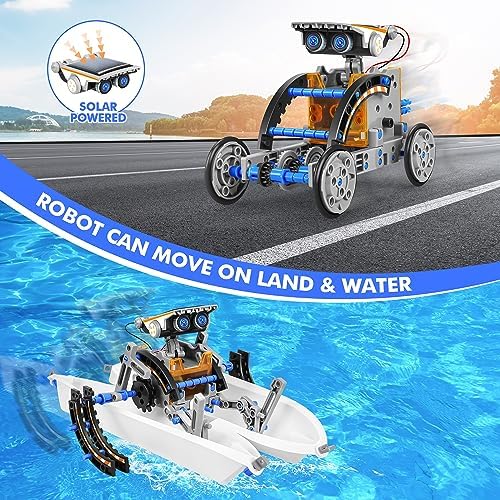 STEM 13-in-1 Education Solar Power Robots Toys for Boys Age 8-12, DIY Educational Toy Science Kits for Kids, Building Experiment Robotics Set Birthday Gifts for 8 9 10 11 12 Years Old Boys Girls Teens