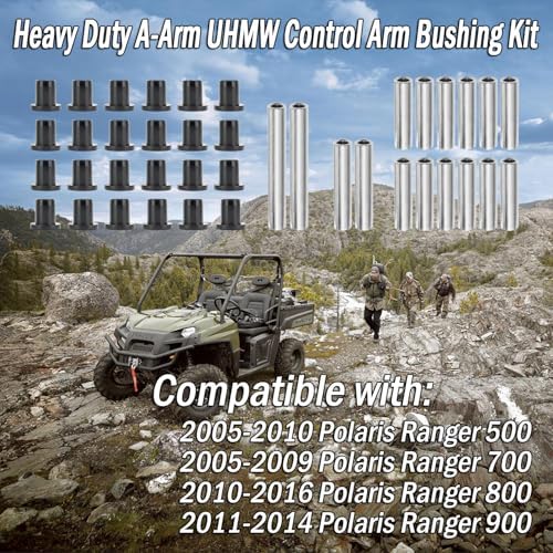 Heavy Duty A-Arm UHMW Control Arm Bushing Kit Replacement for 2005-2010 Polaris Ranger 500 700 800 900 Replace AAB-P-RAN-K1-003 CT-01