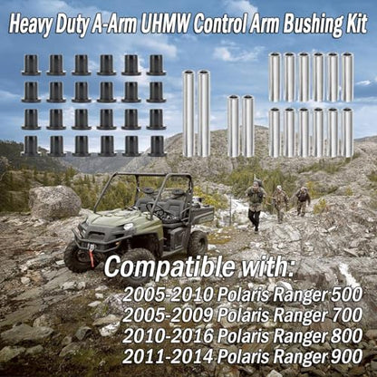 Heavy Duty A-Arm UHMW Control Arm Bushing Kit Replacement for 2005-2010 Polaris Ranger 500 700 800 900 Replace AAB-P-RAN-K1-003 CT-01
