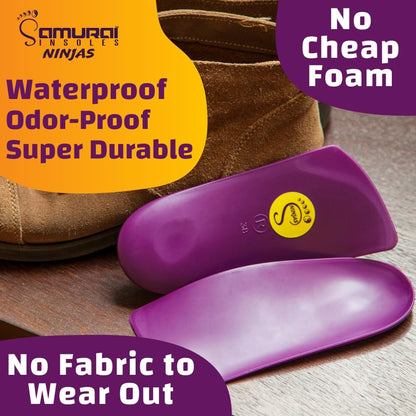 Samurai Insoles Ninjas Plantar Fasciitis Relief Insoles - Podiatrist Designed, Orthotic Lab Made in The USA Arch Support Shoe Insert for Mens 11-11.5 or Womens 13-13.5