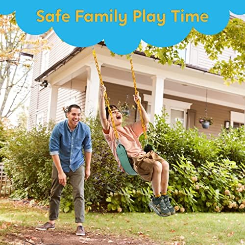 TURFEE Heavy Duty Swing Seat Green Color with 66” Chain, Swing Set Accessories Replacement with Snap Hooks for Kids Outdoor Play Playground