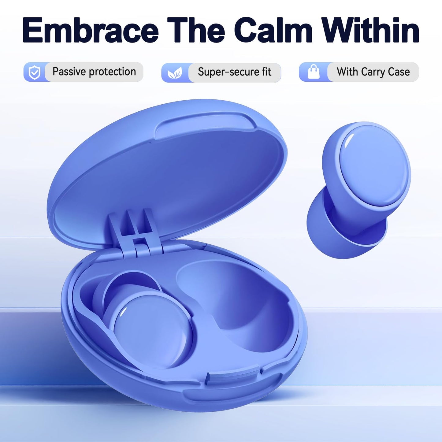 45dB Earplugs for Sleeping,Noise Cancelling Ear Plugs with 8 Pairs Ear Tips, Reusable Hearing Protection Noise Reduction Earplugs Suitable for Concerts,Travel,Work Fit Blue