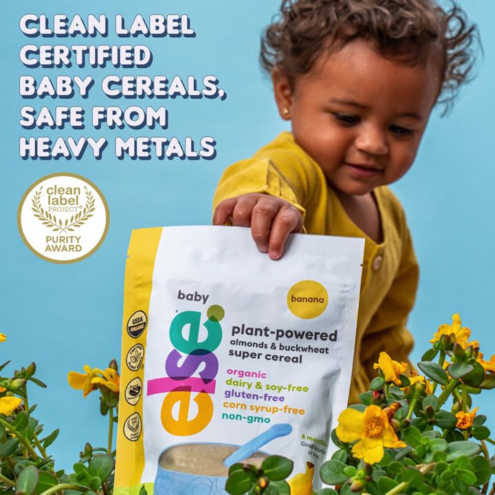 Else Nutrition Super Cereal For Babies 6 mo+, Made With Real Whole Plants for a Nutritionally Balanced meal, with gluten free carbs and plant protein (Mango, 6 Pack)
