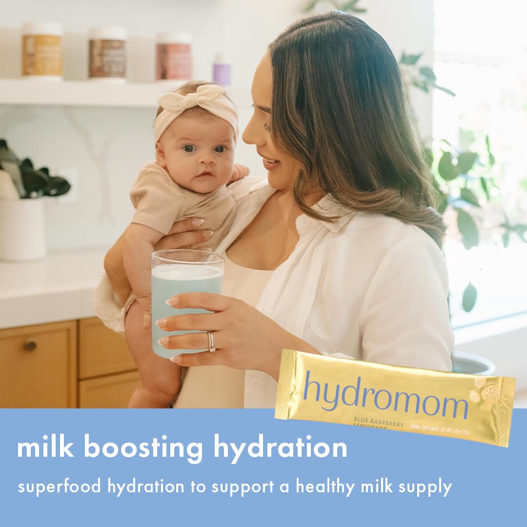 Boobie Hydromom Superfood Electrolyte Drink Mix, Blue Raspberry Lemonade | Refreshing Energy & Hydration Boost for Mamas | On-The-Go & Travel Essentials for Pregnancy, Lactation, & Beyond - 2 Pack