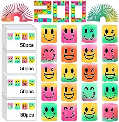 AZEN 200 Pcs Mini Spring Party Favors for Kids 3-5 4-8, Goodie Bags Stuffers for Birthday Party, Classroom Prizes Kids Prizes, Small Bulk Toys Gifts (4 Smile)