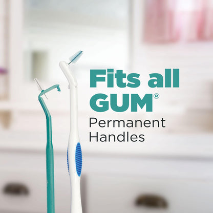 GUM Proxabrush Go-Betweens Refills - Wide - Compatible with GUM Permanent Handle - Reusable Interdental Brushes - Soft Bristled Dental Picks, 8 Count(Pack of 6)
