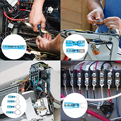 Kuject 320PCS Heat Shrink Wire Connectors Kit, Electrical Waterproof Crimp Butt Terminals, Insulated Spade Connectors for Automotive Marine Boat Truck, Include Rings Forks Spade Butt Splices