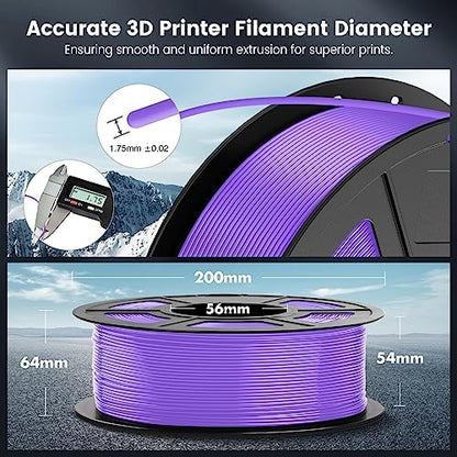 SUNLU PLA 3D Printer Filament PLA Filament 1.75mm, Neatly Wound 3D Printing Filament 1.75mm, Dimensional Accuracy +/- 0.02 mm, Fit Most FDM 3D Printers, 1kg Spool (2.2lbs), Purple