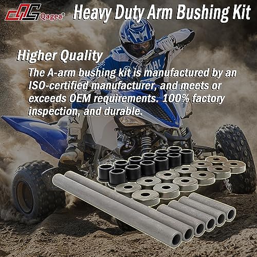 Qagea Heavy Duty A-Arm Control Arm Bushing Kit with Dust Cover Seal Caps & Shaft Collars Fit for Yamaha Banshee 350 450, Raptor 125 250 700 Replaces 90381-15084-00 5YT-23517-00-00 90387-101R3-00