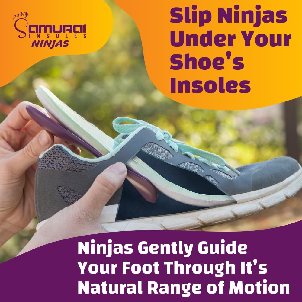 Samurai Insoles Ninjas Plantar Fasciitis Relief Insoles - Podiatrist Designed, Orthotic Lab Made in The USA Arch Support Shoe Insert for Mens 11-11.5 or Womens 13-13.5