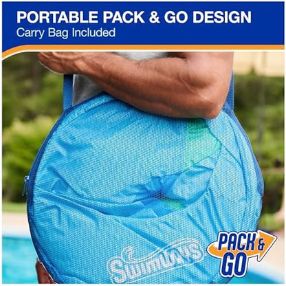 SwimWays Spring Float Premium Recliner with Canopy Pool Lounger, Inflatable Pool Floats Adult with Fast Inflation for Ages 15 & Up, Sky Blue