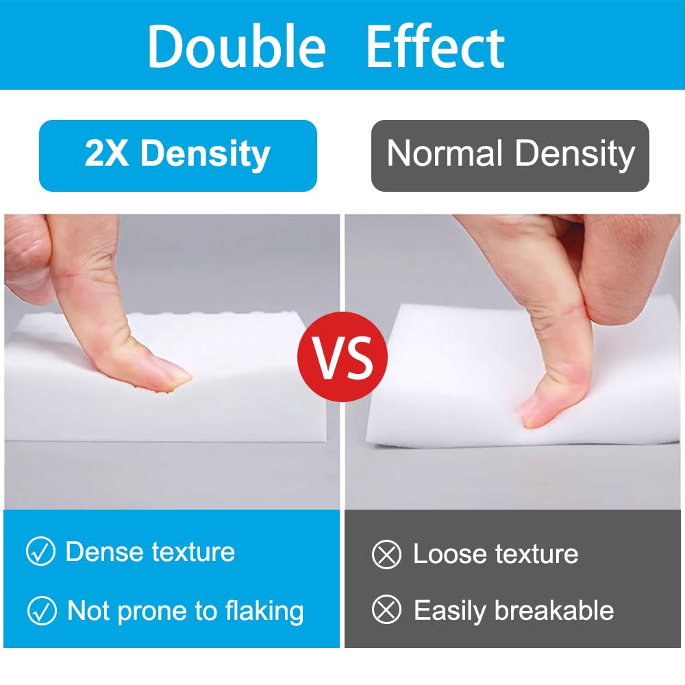 SmilinFit Magic Sponge Erasers, 50 Pack 2X Density Stronger Melamine Sponge Foam Pads, Multi-Functional Household Cleaning Supplies Cleaner for Kitchen, Bathroom, Bathtub, Sink, Wall Cleaner