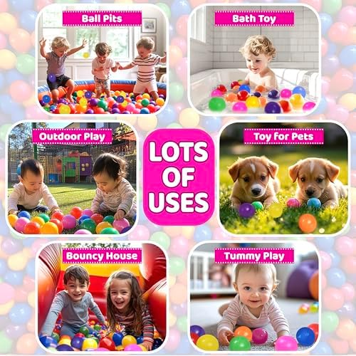 200 Ball Pit Balls for Toddlers with Storage Bag - 7 Bright Colors, Crush Proof, Great Play Toys for Tents, Pools, and Party