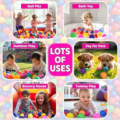 200 Ball Pit Balls for Toddlers with Storage Bag - 7 Bright Colors, Crush Proof, Great Play Toys for Tents, Pools, and Party