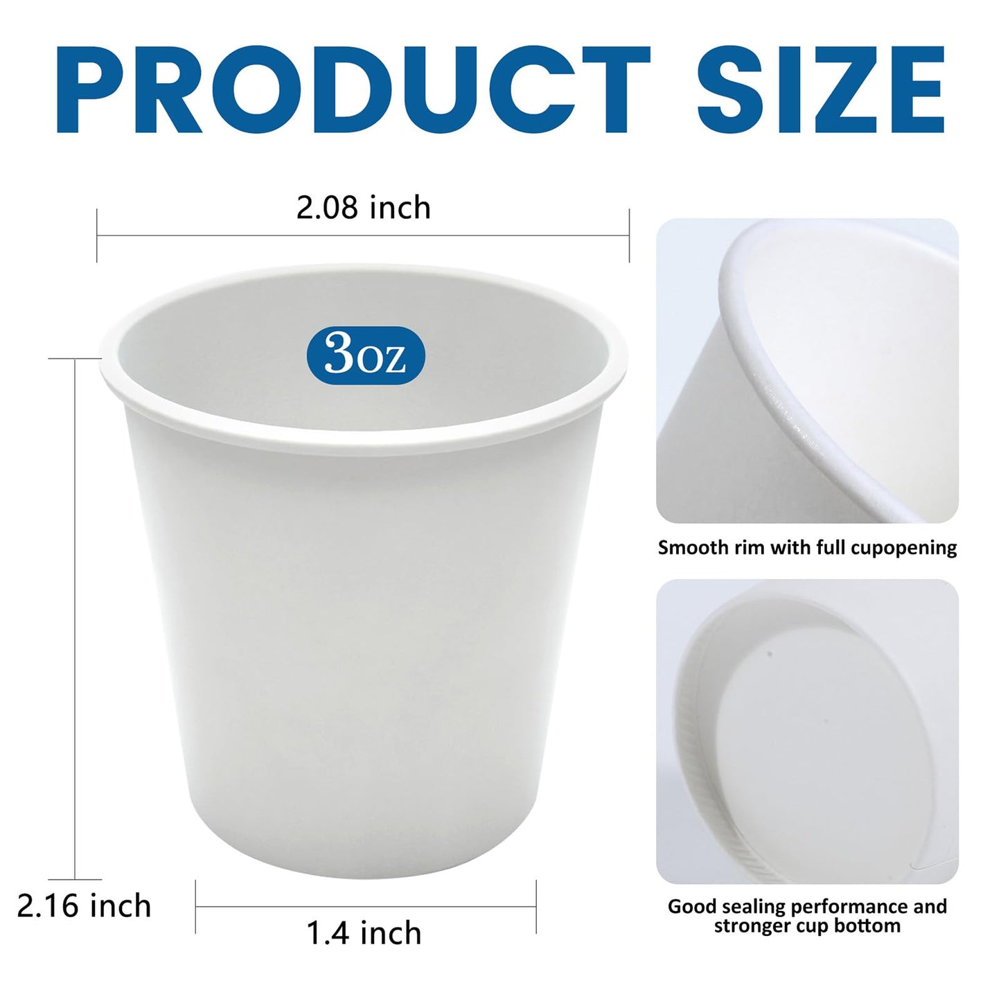 MOUMOULIFE 500 Count 3 oz Disposable Bathroom Cups, Small Mouthwash Cups, White Paper Cups, Hot/Cold Beverage Drinking Mini Cup for Party, Picnic, BBQ, Travel