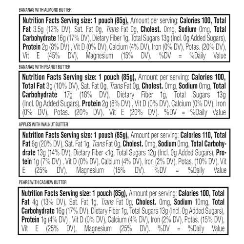 Happy Baby Organics Stage 2, Baby Food Pouches, Gluten Free, Vegan Snack, Nutty Blends, Fruit & Nut Butter Variety Pack (Pack of 8)