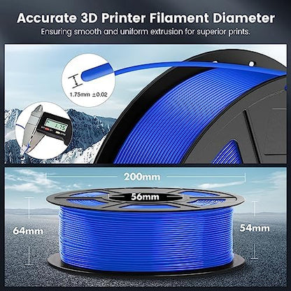 SUNLU PLA 3D Printer Filament PLA Filament 1.75mm, Neatly Wound 3D Printing Filament 1.75mm, Dimensional Accuracy +/- 0.02 mm, Fit Most FDM 3D Printers, 1kg Spool (2.2lbs), Blue