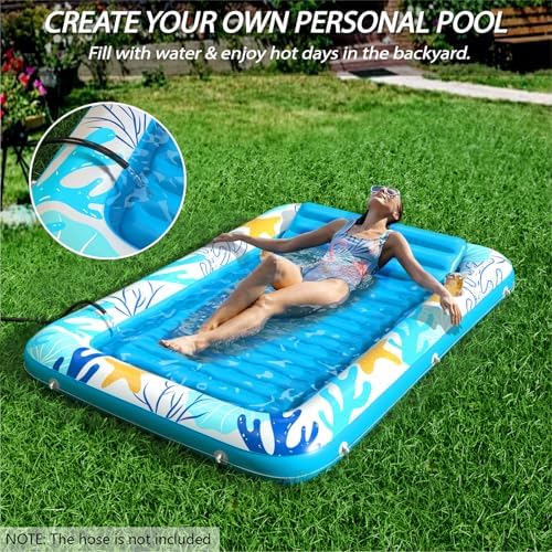 Inflatable Tanning Pool Lounger Float - Jasonwell 4 in 1 Sun Tan Tub Sunbathing Pool Lounge Raft Floatie Toys Water Filled Tanning Bed Mat Pad for Adult Blow Up Kiddie Pool Kids Ball Pit Pool