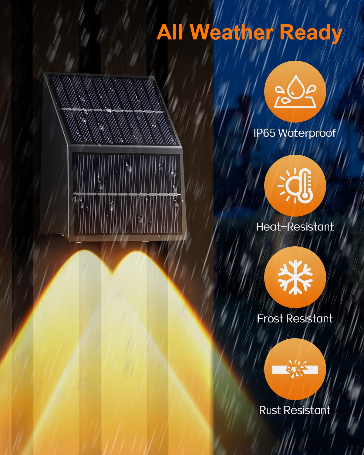 Super Long Lasting Solar Fence Lights, Dual Solar Panels, Better for Winter and Rainy Days, Outdoor Waterproof, High Brightness Solar Lights for Stair,Step,Yard,Patio,Backyard,Wall (8 Pack)