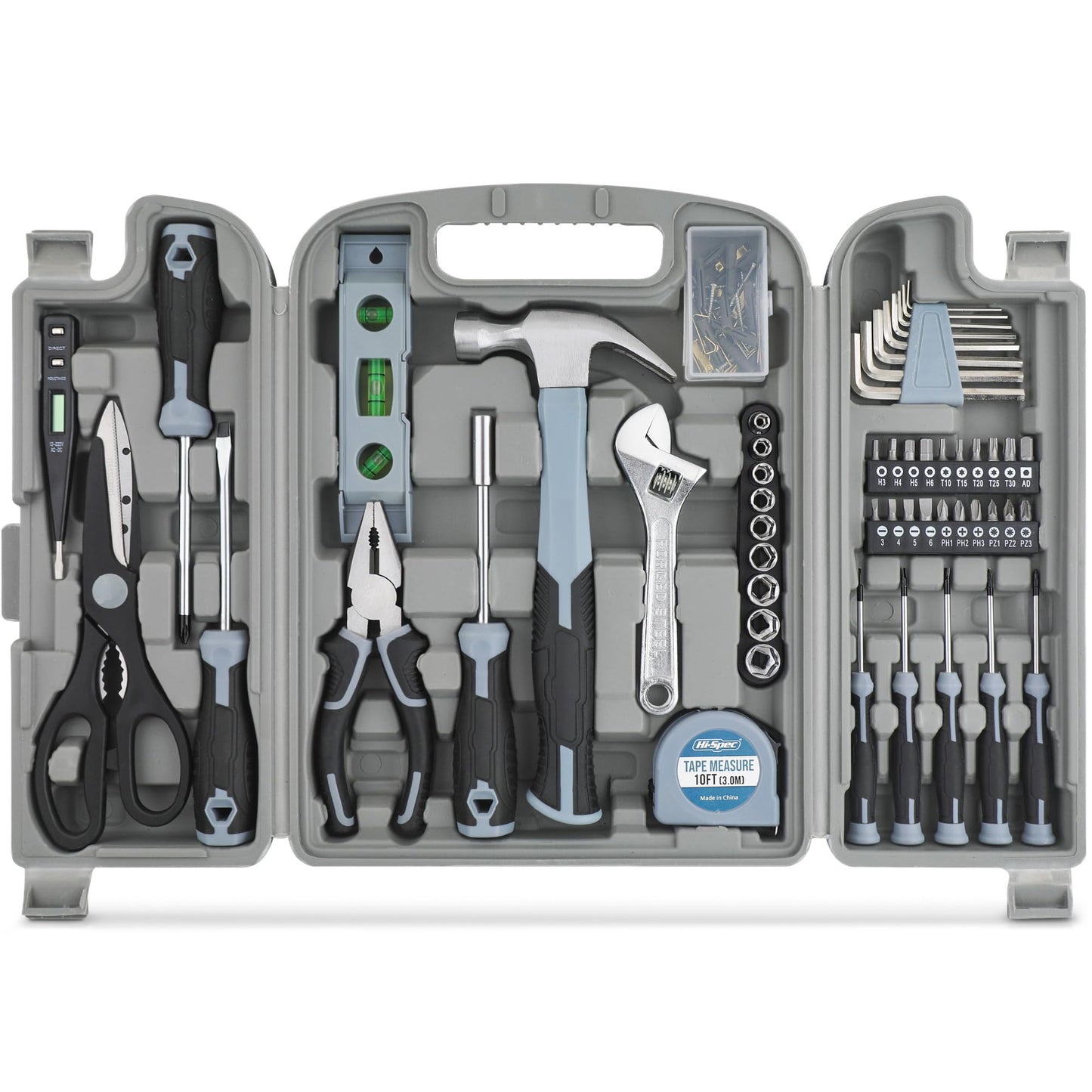Hi-Spec 54pc Red Household Tool Kit – Essential DIY Hand Tool Set with Toolbox for Home, Garage, Office, Basic Repairs, First Apartment, New Home & Everyday Home Improvement