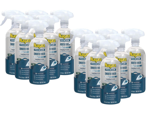 NIAGARA Spray Starch Smooth Finish (22 Oz, 12 Pack) Trigger Pump Liquid Starch for Ironing, Non-Aerosol Spray on Starch, No Flaking, Sticking or Clogging, Biodegradable Ingredients, Recyclable