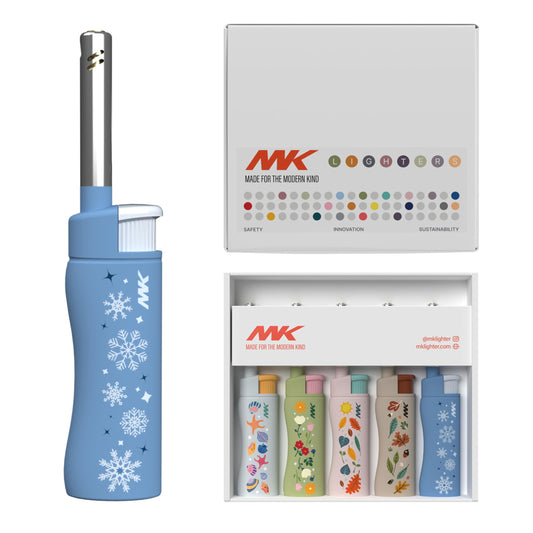 MK Candle Lighter, Butane Refillable Wind-Resistant Flame, 5-Pack for BBQ, Camping, Outdoor Use (Season-5pc)