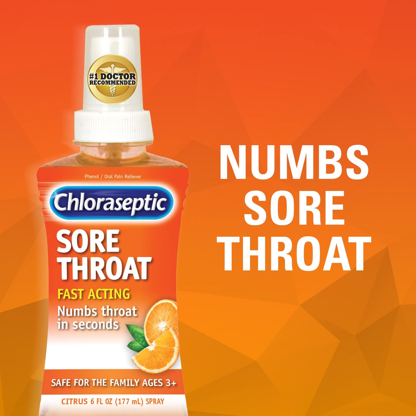 Chloraseptic Sore Throat Spray, Citrus, 6 fl oz, 1 Bottle (Pack of 2)