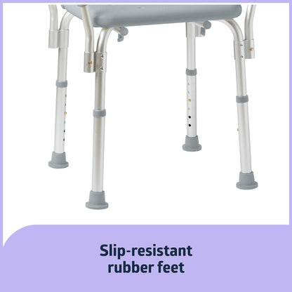 Medline Shower Chair with Backrest and Padded Armrests - 350 lb. capacity, Bath Bench, Seat, Stool for Independent Adult, Seniors, Elderly & Disabled Patients
