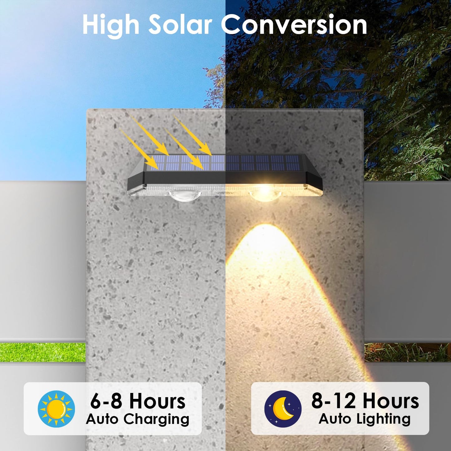 Solar Fence Lights Outdoor - 2700/4000/6000K 3 Mode, Solar Fence Lights Outdoor Waterproof LED, Fence Light Solar Powered for Outside, Backyard/Railing/Step/Patio/Wall and Home Improvement(8 Pack)