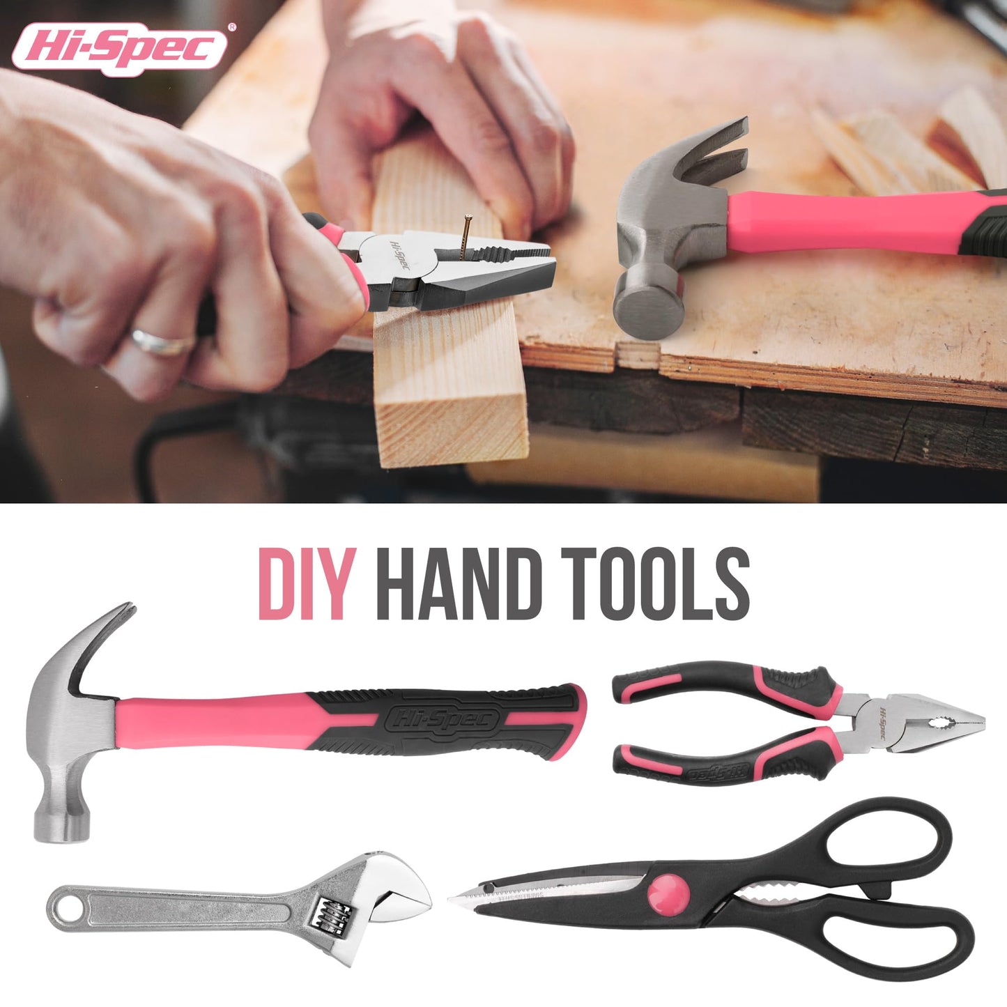 Hi-Spec 54pc Red Household Tool Kit – Essential DIY Hand Tool Set with Toolbox for Home, Garage, Office, Basic Repairs, First Apartment, New Home & Everyday Home Improvement