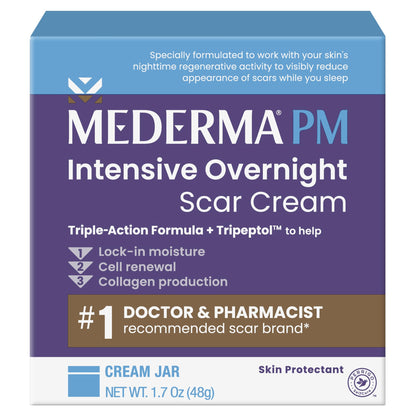 Mederma PM Intensive Overnight Scar Cream, Works with Skin's Nighttime Regenerative Activity, Clinically Shown to Make Scars Smaller and Less Visible, 1.7 Oz (48g)