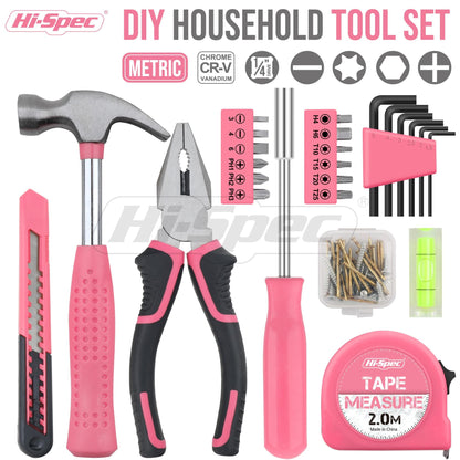 Hi-Spec 54pc Red Household Tool Kit – Essential DIY Hand Tool Set with Toolbox for Home, Garage, Office, Basic Repairs, First Apartment, New Home & Everyday Home Improvement