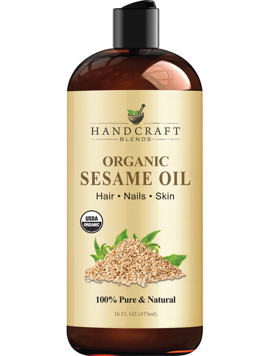 Handcraft Blends Organic Sesame Oil - 16 Fl Oz - 100% Pure and Natural - Premium Grade Carrier Oil for Skin and Hair - Hair and Body - Massage - Expeller-Pressed and Hexane-Free