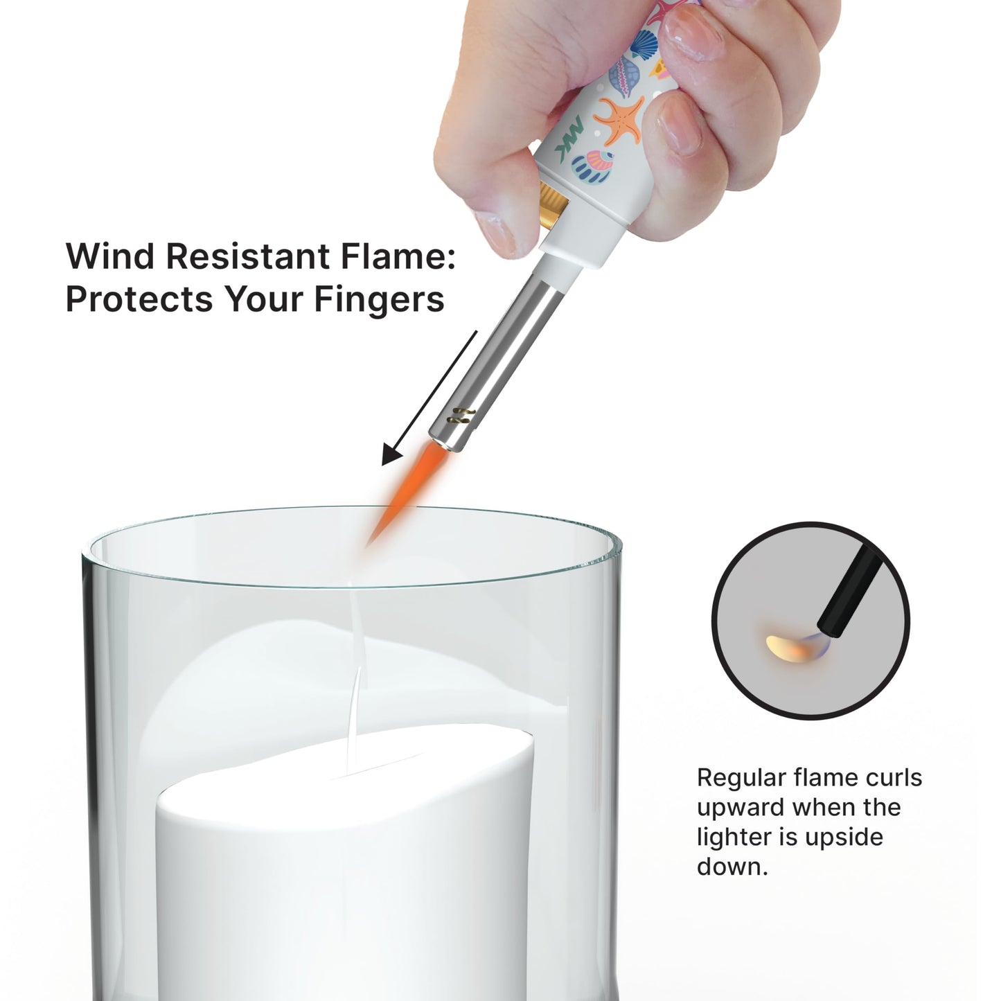 MK Candle Lighter, Butane Refillable Wind-Resistant Flame, 5-Pack for BBQ, Camping, Outdoor Use (Season-5pc)