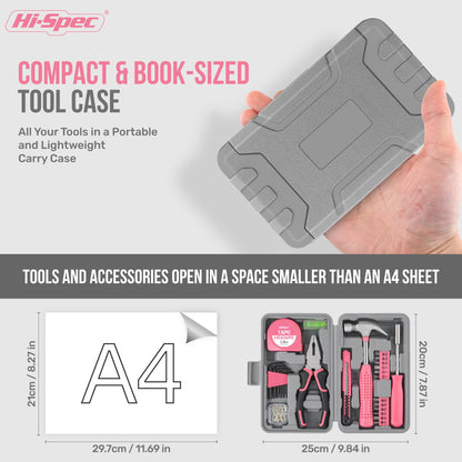 Hi-Spec 54pc Red Household Tool Kit – Essential DIY Hand Tool Set with Toolbox for Home, Garage, Office, Basic Repairs, First Apartment, New Home & Everyday Home Improvement