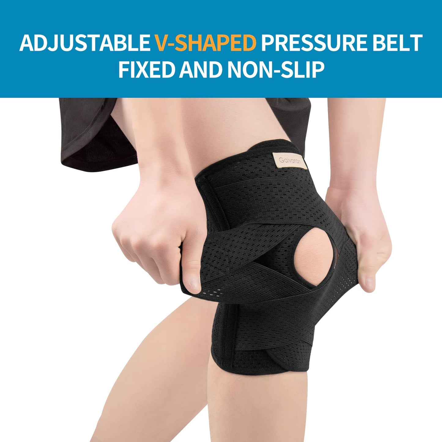 Galvaran Knee Brace with Side Stabilizers for Meniscal Tear Knee Pain ACL MCL Arthritis Injuries Recovery, Breathable Adjustable Knee Support for Men and Women (X-Large, Black)