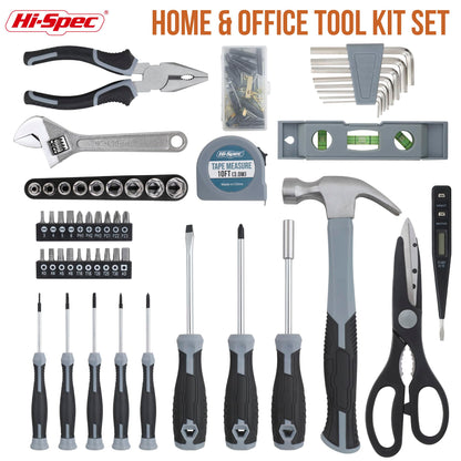 Hi-Spec 54pc Red Household Tool Kit – Essential DIY Hand Tool Set with Toolbox for Home, Garage, Office, Basic Repairs, First Apartment, New Home & Everyday Home Improvement