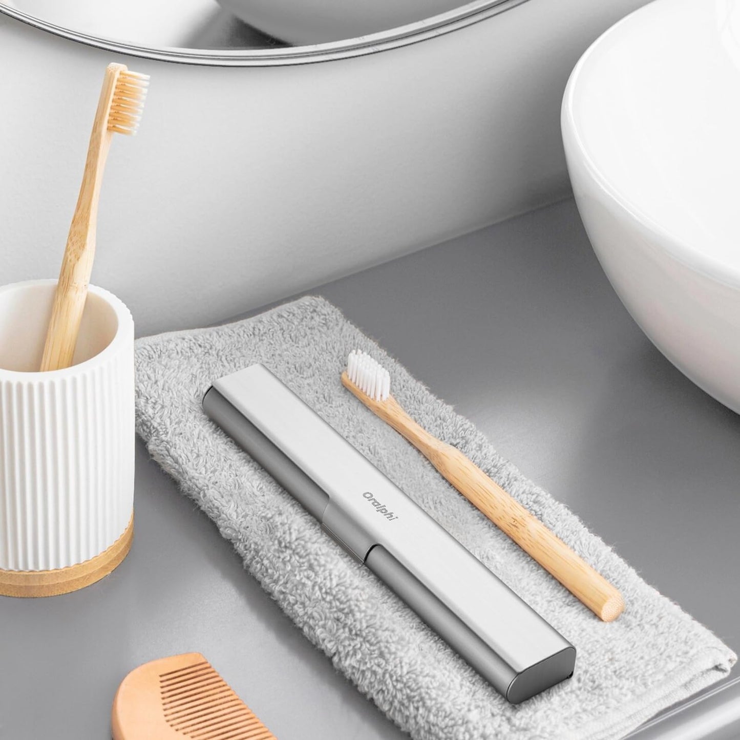 Oralphi 2 Pack Aluminum Toothbrush Travel Case, Portable Travel Toothbrush Holder, Durable Manual Toothbrush Box Container for Traveling, Bathroom, Camping, Business Trip