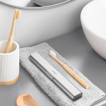 Oralphi 2 Pack Aluminum Toothbrush Travel Case, Portable Travel Toothbrush Holder, Durable Manual Toothbrush Box Container for Traveling, Bathroom, Camping, Business Trip
