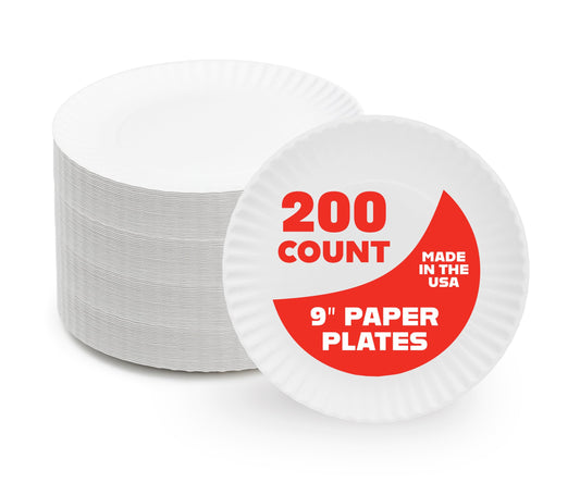 Hygloss Products Paper Plates - Uncoated White Plate - Use for Foodware, Events, Activities, Crafts Projects and More - Environmentally Friendly - Recyclable and Disposable - 9-Inches - 200 Pack