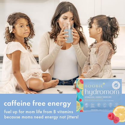 Boobie Hydromom Superfood Electrolyte Drink Mix, Blue Raspberry Lemonade | Refreshing Energy & Hydration Boost for Mamas | On-The-Go & Travel Essentials for Pregnancy, Lactation, & Beyond - 2 Pack