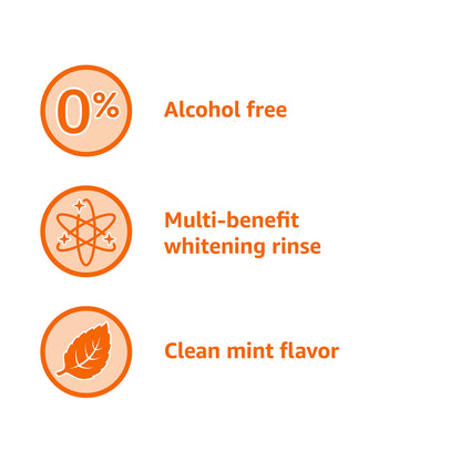 Amazon Basics Teeth Whitening Mouthwash, Alcohol-Free, Clean Mint, 32 Fluid Ounces, 4-Pack, Previously Solimo